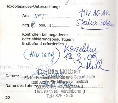 HIV-Negativ Mutterkindpass Seebald